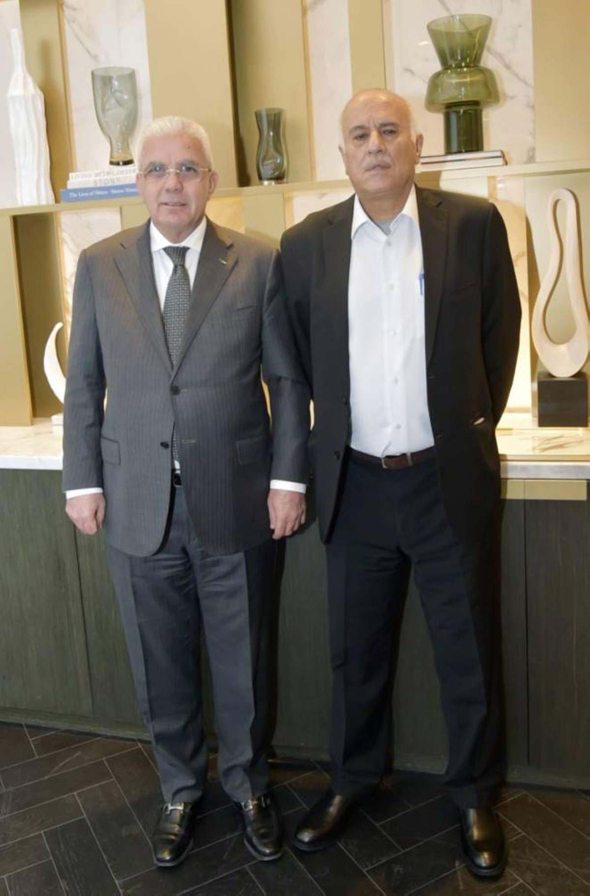 (Left to right), Palestinian Ambassador Rami Tahboub with Lieutenant General Jibril Rajoub.