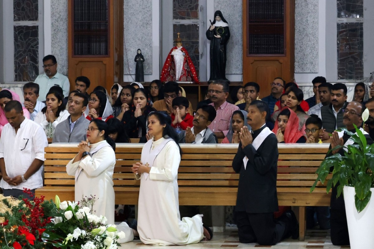 KUWAIT: Worshippers attend Christmas eve service at the Holy Family Catholic Church in Kuwait City on December 24, 2023. - Photos by Yasser Al-Zayyat 