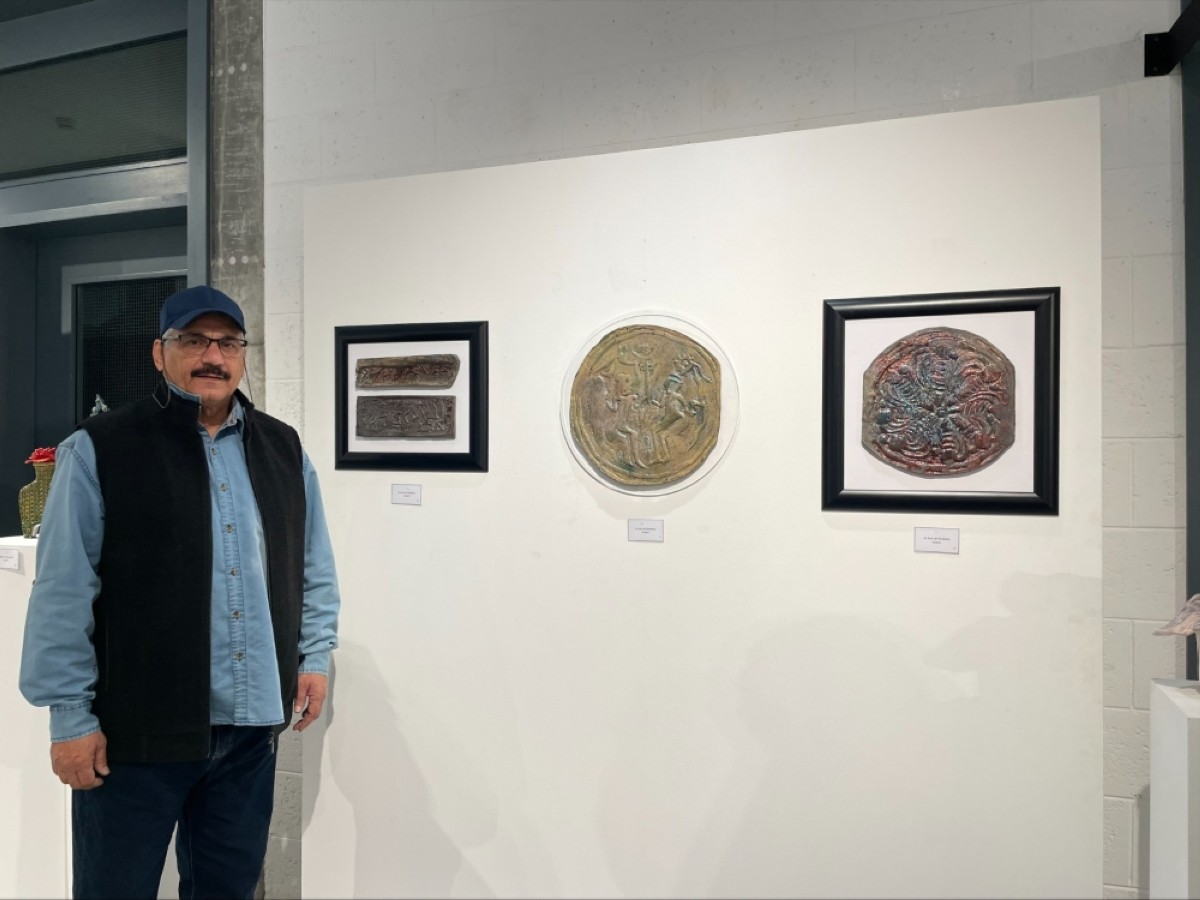 Three artistic paintings by Kuwaiti potter Abdulaziz Al-Khabaz