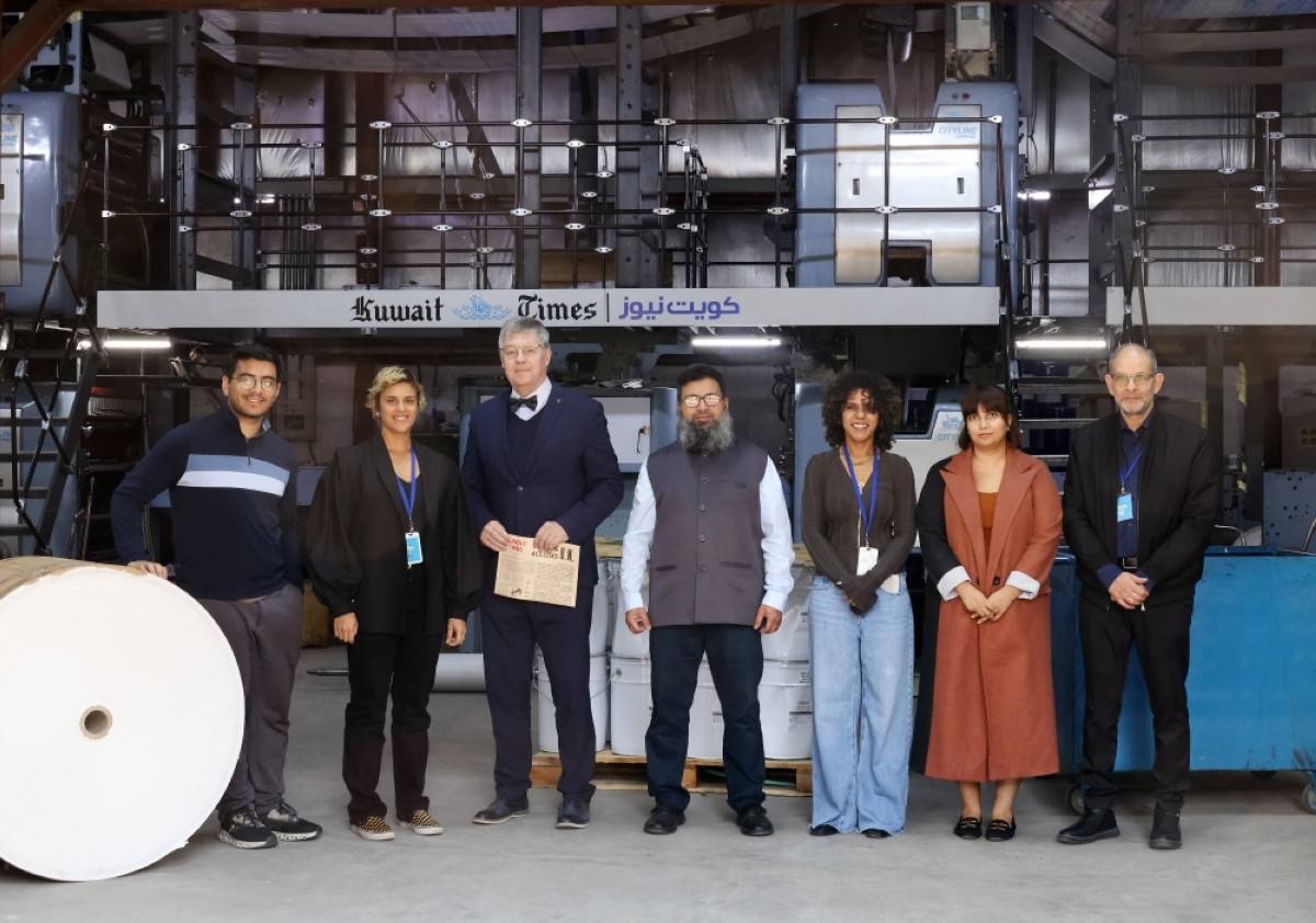 Ambassador of the Czech Republic Juraj Chmiel poses for a group photo with Kuwait Times&#039; team. - Photos by Yasser Al-Zayyat