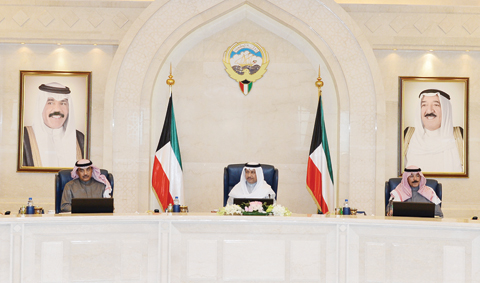 KUWAIT: His Highness the Prime Minister Sheikh Jaber Al-Mubarak Al-Sabah chairs the cabinet’s meeting yesterday. — KUNA