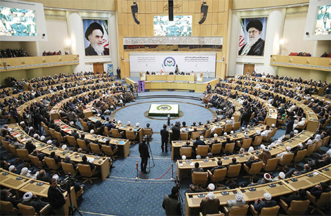 TEHRAN: A handout picture provided by the office of Iranian President Hassan Rouhani shows a general view of the 29th International Islamic Conference. — AFP