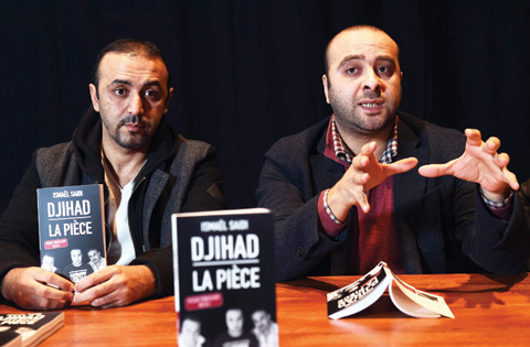 Belgian filmmaker, playwright and stage director Ismael Saidi presents the book adapted from his play “Djihad” during a press conference in Brussels on December 4, 2015