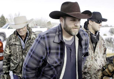BURNS: This file photo taken on January 6, 2016 shows Ammon Bundy making his way from the entrance of the Malheur National Wildlife Refuge Headquarters. — AFP