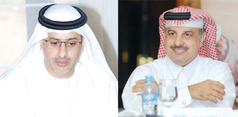 Sheikh Marwan Bin Rashid Al Mualla -  Al Attiyah. Motorplex chairman and Nasser Khalifa Al Attiyah.