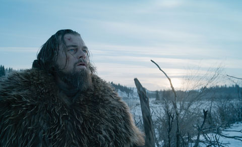 This photo provided by courtesy of Twentieth Century Fox shows, Leonardo DiCaprio as Hugh Glass, in a scene from the film, “The Revenant,” directed by Alejandro Gonzalez Inarritu. — AP