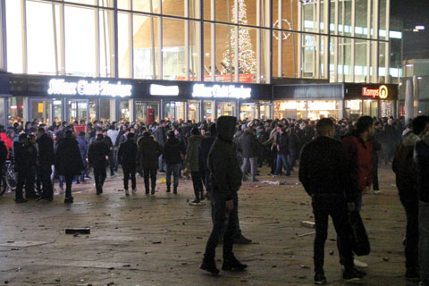 COLOGNE: In this Dec 31, 2015 picture, people gather at the Cologne main station. — AP
