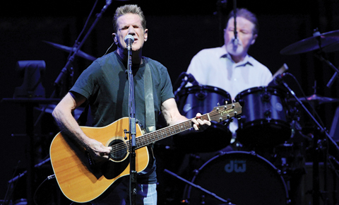 File photo shows musicians Glenn Frey, left, and Don Henley, of the Eagles, perform at Madison Square Garden in New York. —AP