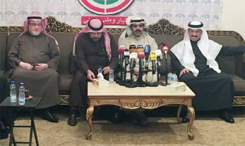 KUWAIT: A photo showing the speakers at a seminar titled ‘National Assembly: Between commercial monopoly and the nation’s interests,’ held Sunday night. — Photo by Yasser Al-Zayyat