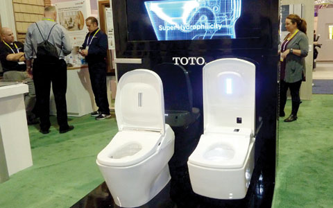 LAS VEGAS: The demo Toto toilet is seen on January 8, 2016 at the Consumer Electronics Show in Las Vegas, Nevada on January 8, 2016. The demo high-tech toilets from Japanese manufacturer Toto are unabashedly right in the middle of the floor at the Consumer Electronics Show in Las Vegas. While the toilets are not a functioning ones, the company is keen to show how its “intelligent” washlet system can be good for the environment and improve people’s experience in the bathroom. — AFP