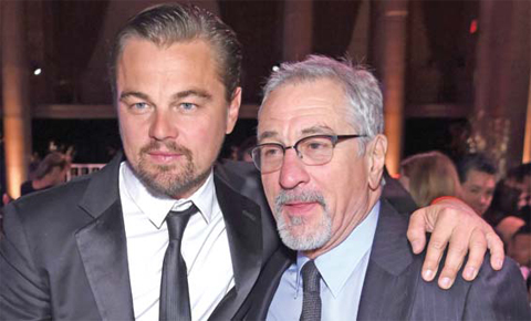 Leonardo DiCaprio (left) and Robert De Niro attend the 2016 amfAR New York Gala at Cipriani Wall Street on February 10, 2016 in New York City. — AFP