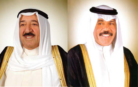 His Highness the Amir Sheikh Sabah Al-Ahmad Al-Jaber Al-Sabah and His Highness the Crown Prince Sheikh Nawaf Al-Ahmad Al-Jaber Al-Sabah