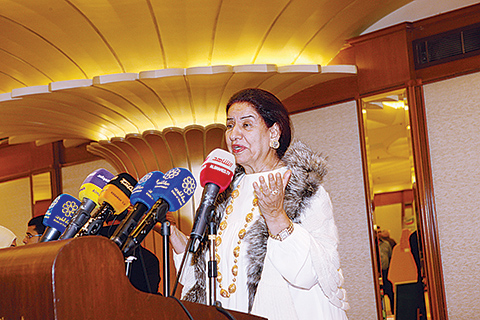 KUWAIT: Sheikha Sheikha Al-AbdullahnAl-Sabah speaks at the inaugurationnof the 9th Kuwaiti Project for thenDisabled. —Photos by Joseph Shagra