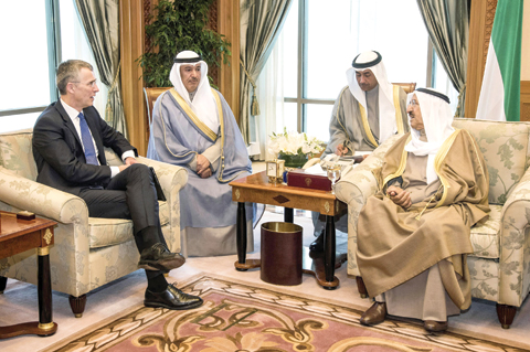 KUWAIT: (Left) HH the Amir Sheikh Sabah Al-Ahmad Al-Jaber Al-Sabah meets NATO Secretary General Jens Stoltenberg yesterday