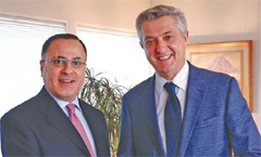 UN High Commissioner for Refugees Filippo Grandi and Kuwaiti Ambassador Jamal Al-Ghunaim.