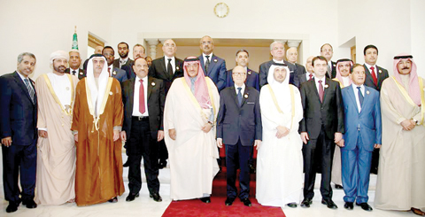 TUNIS: Arab Interior Ministers, including Kuwait’s Sheikh Mohammad Al-Khaled Al-Sabah (far right) are pictured with Tunisian President Beji Caid Essebsi before the 33rd session of the Arab Interior Council. —KUNA
