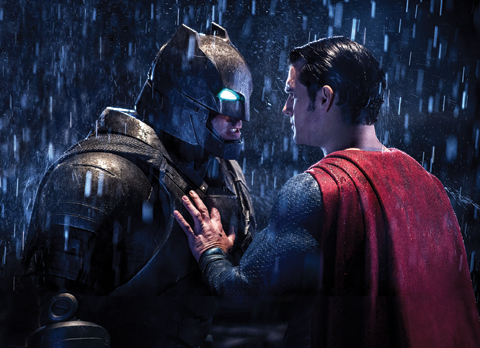 This image released by Warner Bros Entertainment shows Ben Affleck as Batman, left, and Henry Cavill as Superman in a scene from, ‘Batman V Superman: Dawn Of Justice.’ — AP