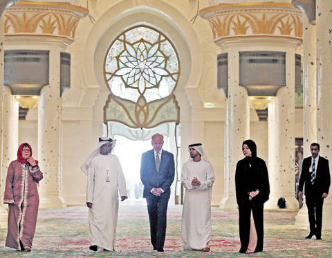 ABU DHABI: US Vice President Joe Biden visits the Sheikh Zayed Grand Mosque yesterday. - AP 