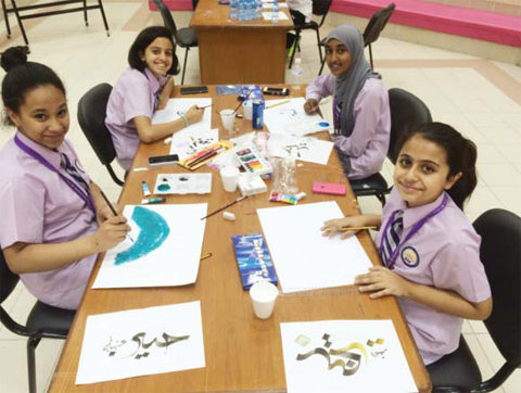 Students from BSK participate during the event. — Photos by Athoob Al-Shuaibi