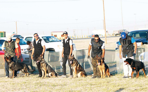Dogs and their owners during a recent training exhibition organized by the Kuwait K9 Association. — Photos by Joseph Shagra