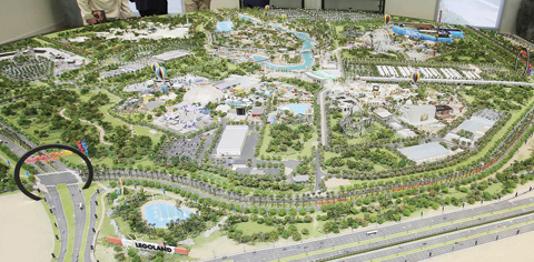 DUBAI: An architectural model of the Dubai Parks and Resorts complex is displayed at their site office in Dubai. — AP