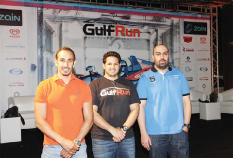 Ahmad Al-Mudhaf, Khalid Al-Fraih, and Yousef Al-Abdullah during the car show at Murouj complex