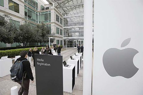 CUPERTINO: The exterior of Apple headquarters is seen before an event to announce new products at the company’s headquarters yesterday in Cupertino, California. —AP