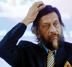 NEW DELHI: Indian Energy and Resource Institute (TERI) Director-General Rajendra Pachauri addresses an audience at a conference in New Delhi. — AFP