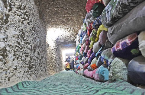 Ancient copies of the Quran displayed in a tunnel at Jabl-e-Noor on the outskirts of Quetta.