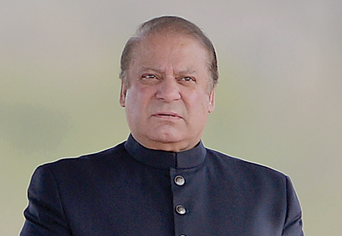 Pakistan’s Prime Minister Nawaz Sharif looks on as he waits for the arrival of President Mamnoon Hussain at the venue of the Pakistan Day military parade on March 23, 2016. —AFP
