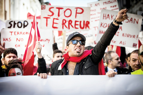 GENT: People take part in a march “Gent against terrorism” organized by three Turkish organizations. — AFP