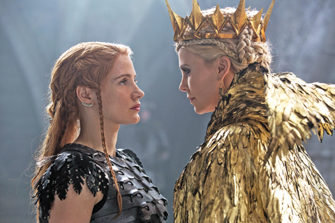 n this image released by Universal Pictures, Jessica Chastain, left, and Charlize Theron appear in a scene from “Huntsman: Winter’s War.”—APn