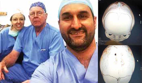 KUWAIT: Neurosurgical consultant Dr Hisham Al-Khayat (right) with his team. — KUNA