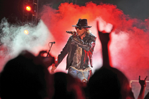 This file photo shows Axl Rose of US hard rock band Guns N’ Roses performs during a concert in Bangalore. — AFP