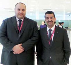 SHENZHEN: CEO of Relations and Communications in Zain Kuwait Waleed Al- Khashti with Kuwait Times Editor-in-Chief Abd Al-Rahman Al-Alyan.