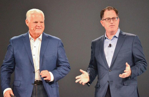 LAS VEGAS: Michael S Dell, founder, chairman and CEO of Dell and EMC Chairman and CEO Joe Tucci