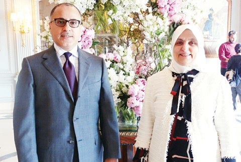 GENEVA: Minister of Social Affairs and Labor and Minister of State for Planning and Development Hind Al-Subaih and Kuwait’s permanent envoy to the UN Ambassador Jamal Al-Ghunaim. — KUNA