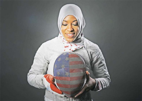BEVERLY HILLS: In this March 8, 2016, file photo, Fencer Ibtihaj Muhammad poses for photos at the 2016 Olympic Team USA media summit. — AP