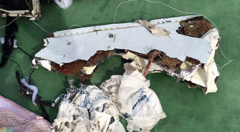 EGYPT: Some debris that the search teams found in the sea after the Egyptair Airbus A320 crashed in the Mediterranean. —AFP