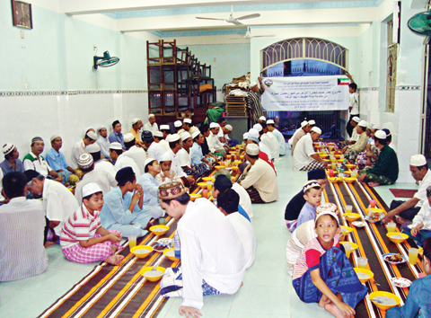 Muslim faithful seen during iftar