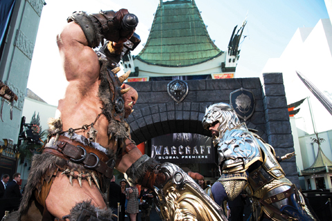Statues are seen in front of the Chinese Theater during the premiere of ‘Warcraft’ in Hollywood, California. — AP/AFP photos
