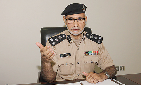 KUWAIT: Brigadier General Abdulrahman Al-Abdullah, Director of the Community Police Department speaks with Kuwait Times. —Photos by Joseph Shagra