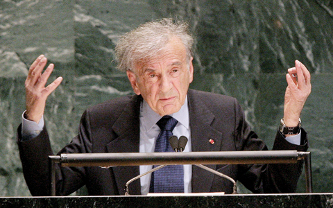 NEW YORK: This Jan 24, 2005 file photo shows US author and Nobel Peace Prize recipient Elie Wiesel addressing the United Nations General Assembly. - AFP