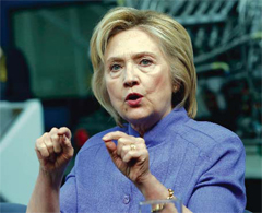HAMPTON, VIRGINA: Democratic presidential candidate Hillary Clinton speaks. 