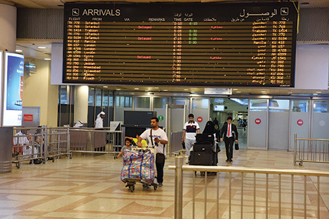 KUWAIT: Passengers arrive at Kuwait International Airport yesterday, coming from Turkey on charter flights provided b Kuwait Airways.— Photos by Fouad Al-Shaikh