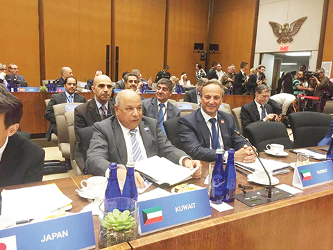 WASHINGTON: Deputy Prime Minister and Defense Minister Sheikh Khaled Al-Jarrah Al-Sabah heads Kuwait’s delegation to the meeting of the foreign and defense ministers of the Anti-Islamic State (IS). — KUNA