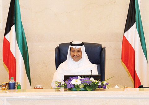 KUWAIT: His Highness the Prime Minister Sheikh Jaber Al-Mubarak Al-Sabah chairs the Cabinet’s meeting yesterday. — KUNA