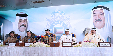 KUWAIT: Interior Ministry officials hold a press conference on the newly launched e-visa service yesterday. - Photo by Yasser Al-Zayyat