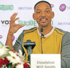 Will Smith speaks at a press conference in Dubai, United Arab Emirates yesterday. — AP