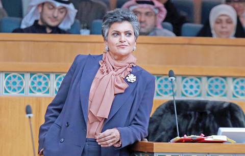 KUWAIT: MP Safaa Al-Hashem is seen during a session of the National Assembly. — Photo by Yasser Al-Zayyat